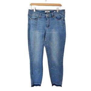 Vintage America Blues Boho Skinny Ankle Denim Jeans Raw Hem Blue Women's 12/31